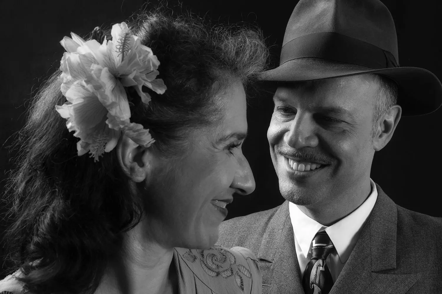 Vintage Portrait eines Paares in schwarz-weiß